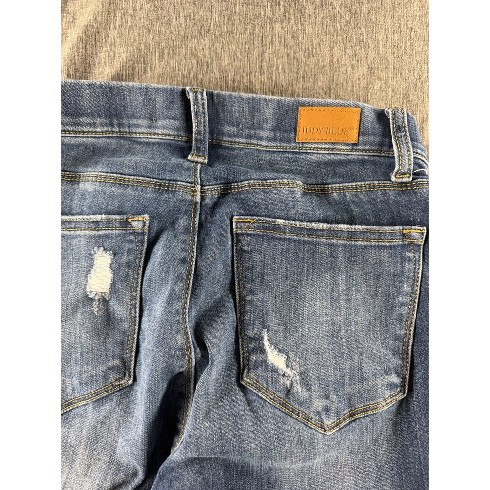 Judy Blue Womens Jeans 5/27 Skinny Fit Distressed Ripped Stretch Blue Denim - Picture 8 of 9